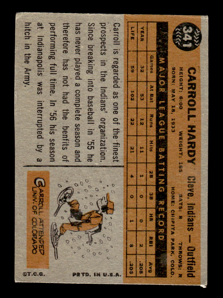1960 Topps #341 Carroll Hardy - Cleveland Indians VG