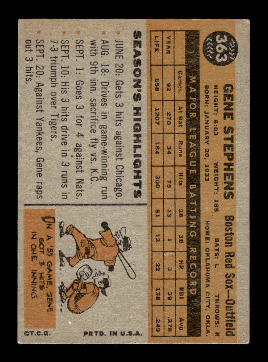 1960 Topps #363 Gene Stephens - Boston Red Sox VGEX