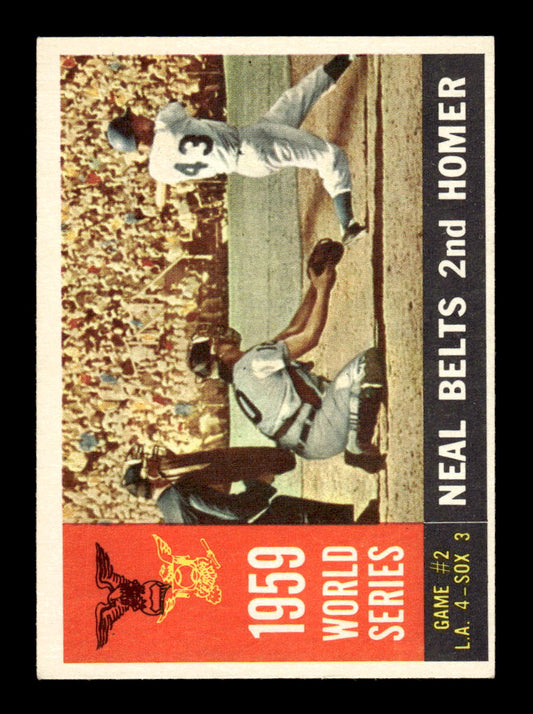 1960 Topps #386 World Series Game 2 - Neal Belts 2nd Homer EXMT GRAY BACK