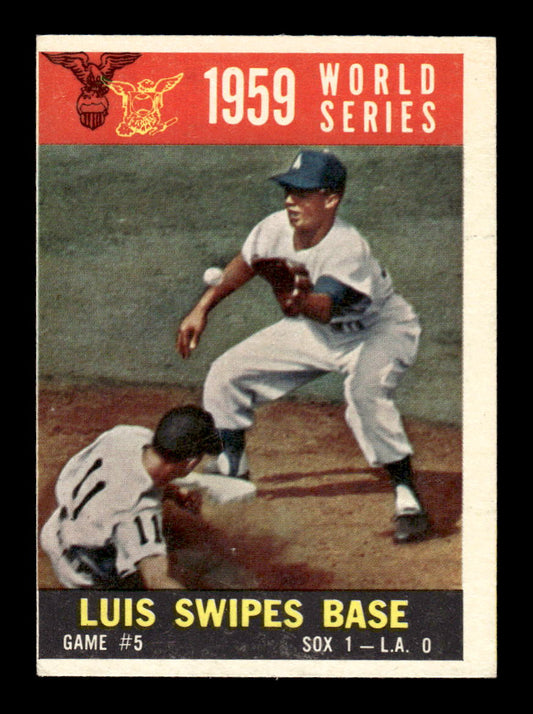 1960 Topps #389 World Series Game 5 - Luis Swipes Base EX GRAY BACK
