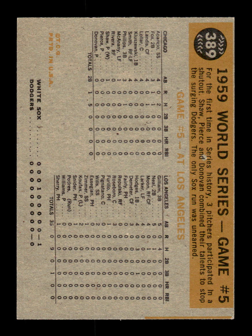 1960 Topps #389 World Series Game 5 - Luis Swipes Base EX GRAY BACK