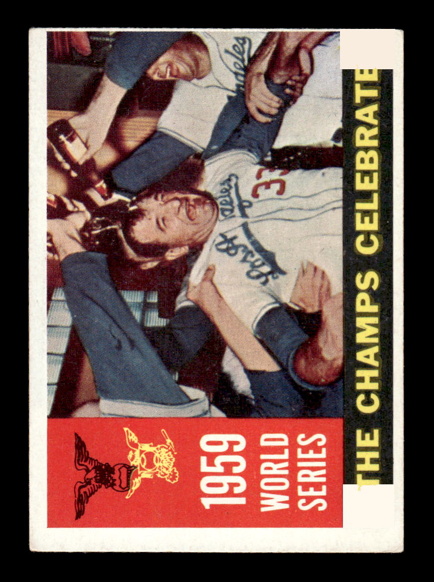1960 Topps #391 1959 World Series Summary - The Champs Celebrate VGEX