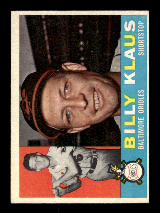 1960 Topps #406 Billy Klaus - Baltimore Orioles VGEX GRAY BACK