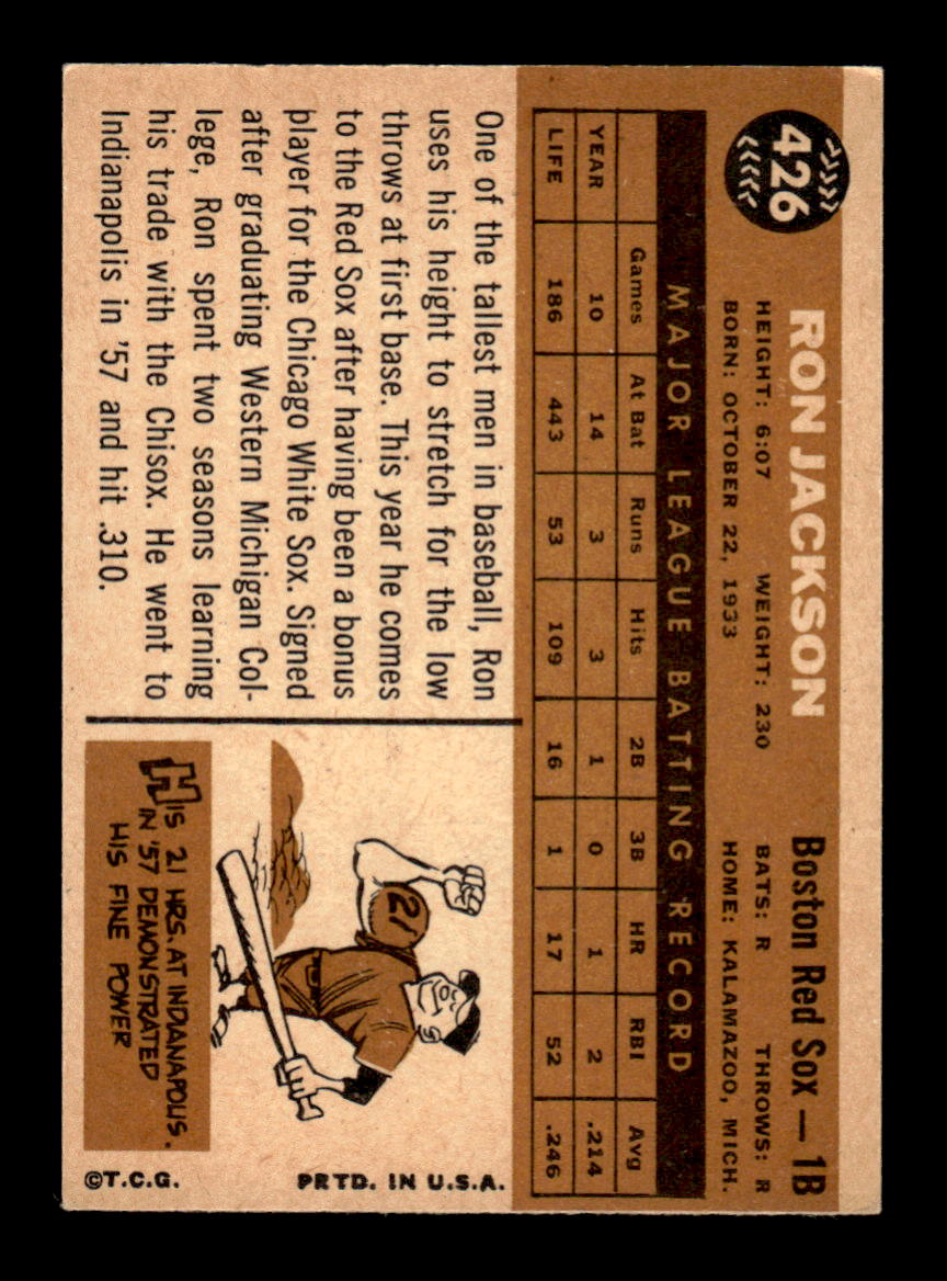 1960 Topps #426 Ron H. Jackson - Boston Red Sox EX