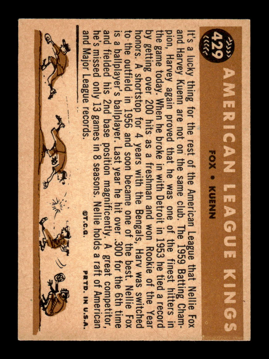 1960 Topps #429 American League Kings - Fox / Kuenn EXMT