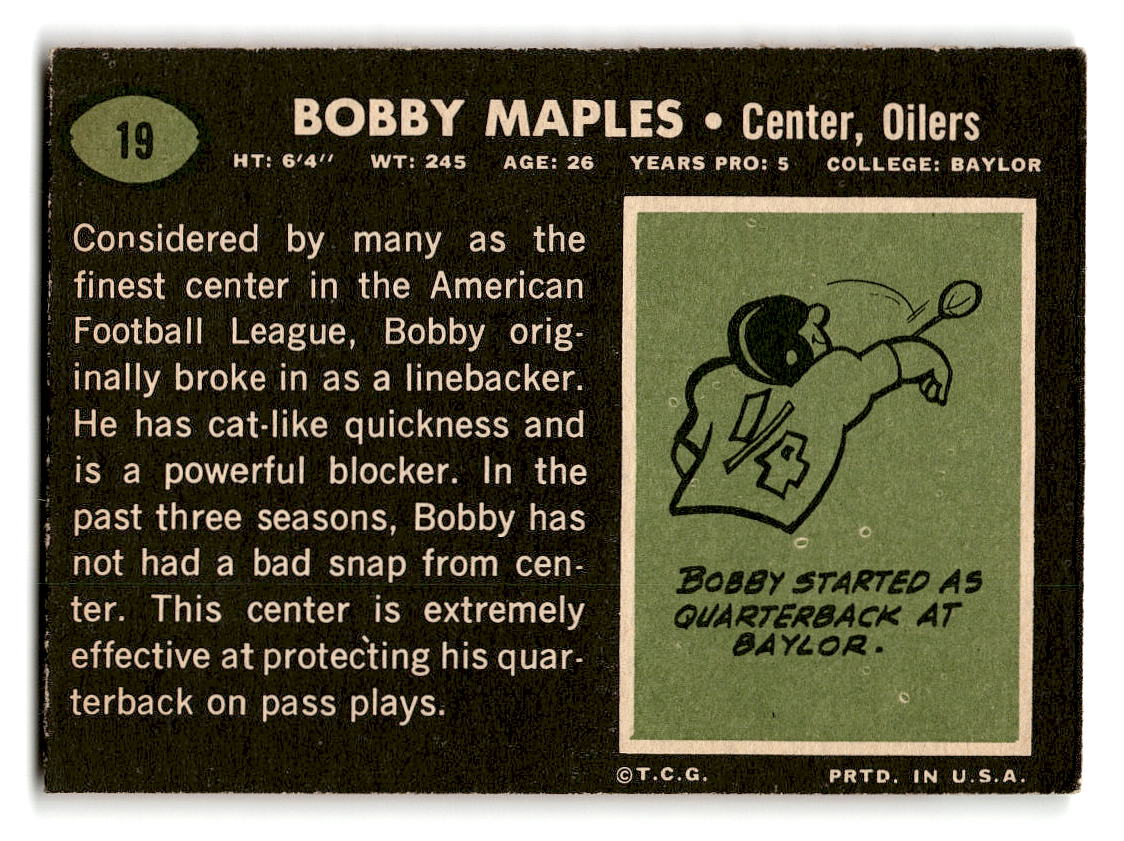 1969 Topps #19 Bobby Maples Houston Oilers EX