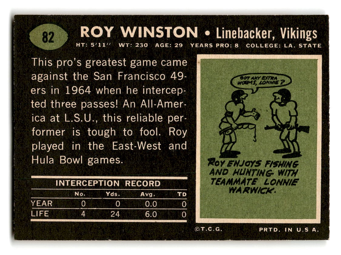 1969 Topps #82 Roy Winston Minnesota Vikings EX