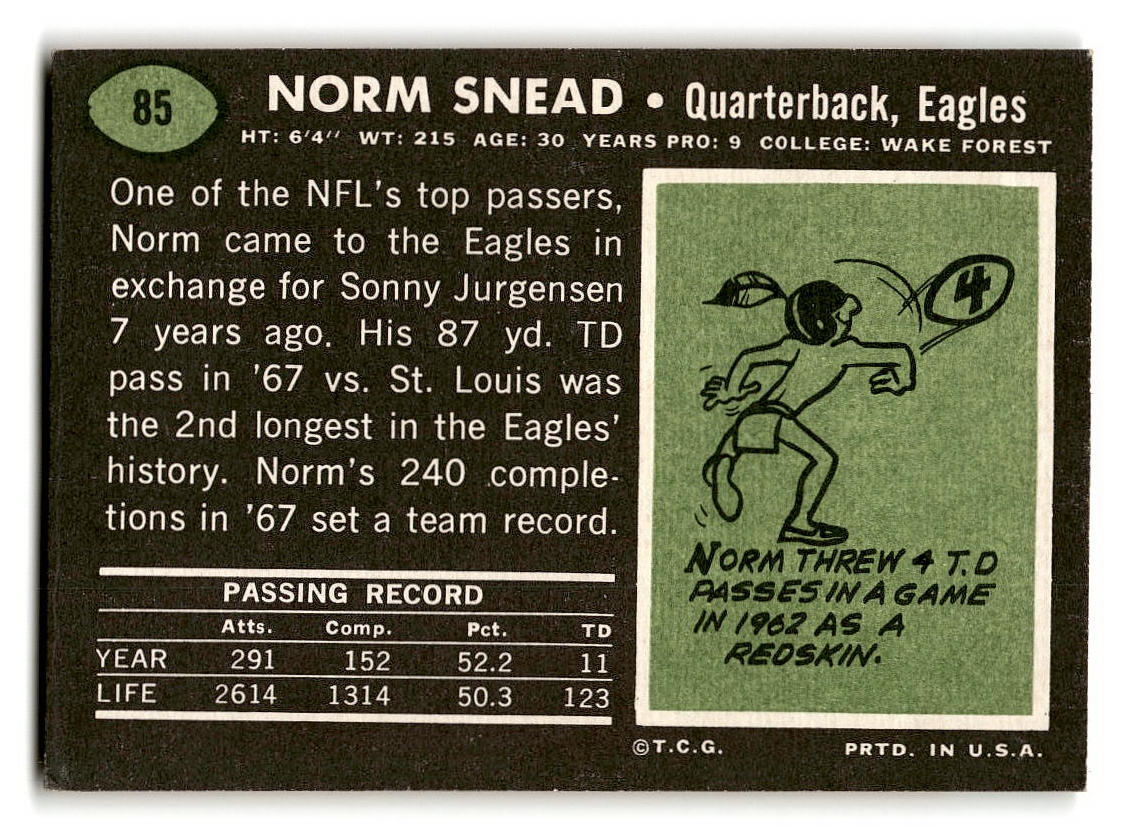 1969 Topps #85 Norm Snead Philadelphia Eagles EX