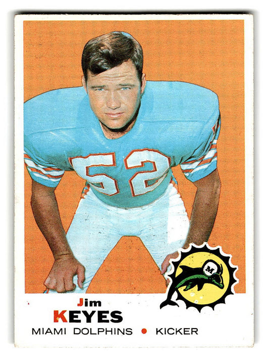 1969 Topps #253 Jim Keyes RC Miami Dolphins VG