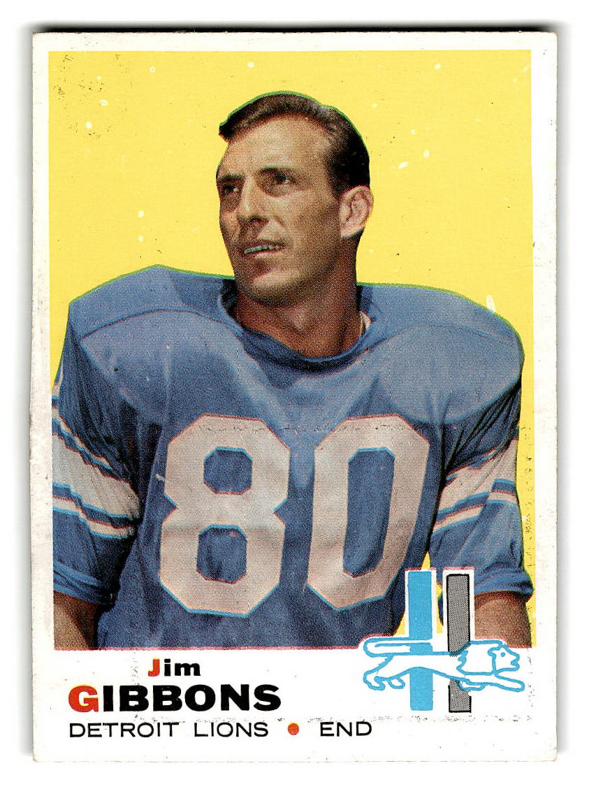 1969 Topps #189 Jim Gibbons Detroit Lions EX