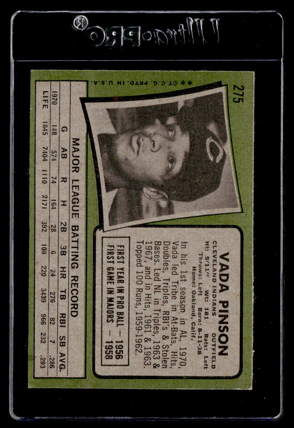 1971 Topps #275 Vada Pinson EX