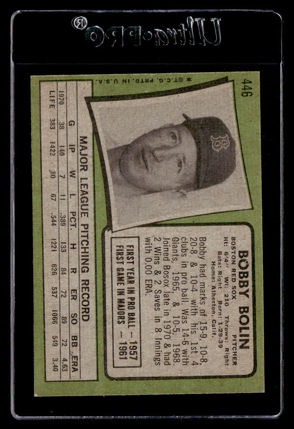 1971 Topps #446 Bobby Bolin EX