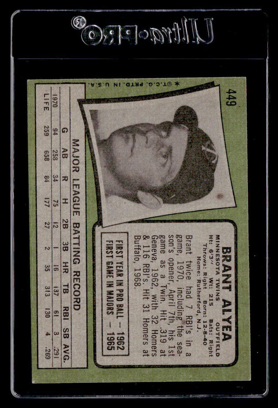1971 Topps #449 Brant Alyea EX