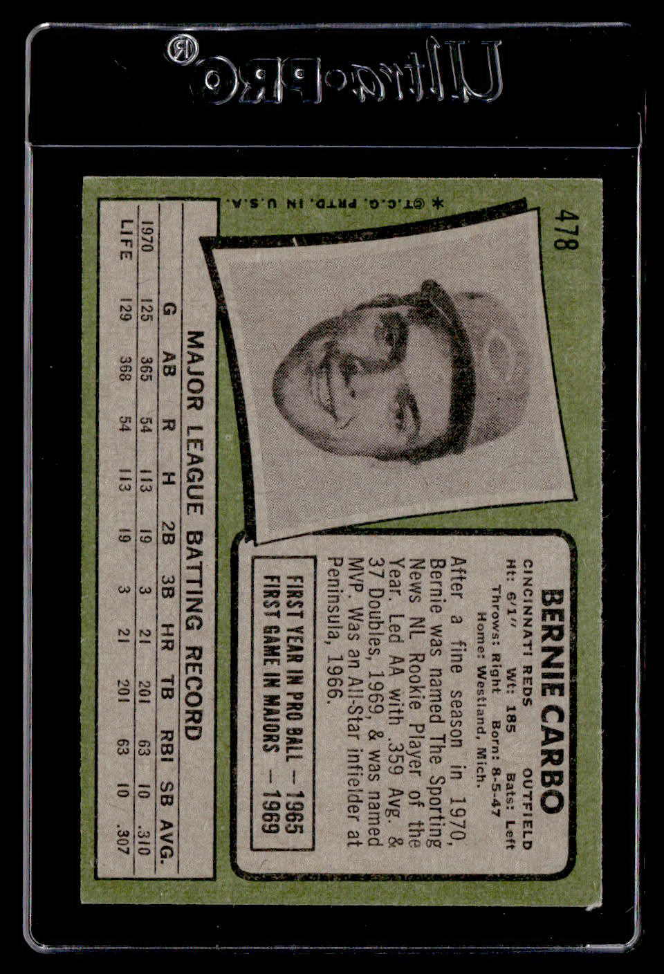 1971 Topps #478 Bernie Carbo EX