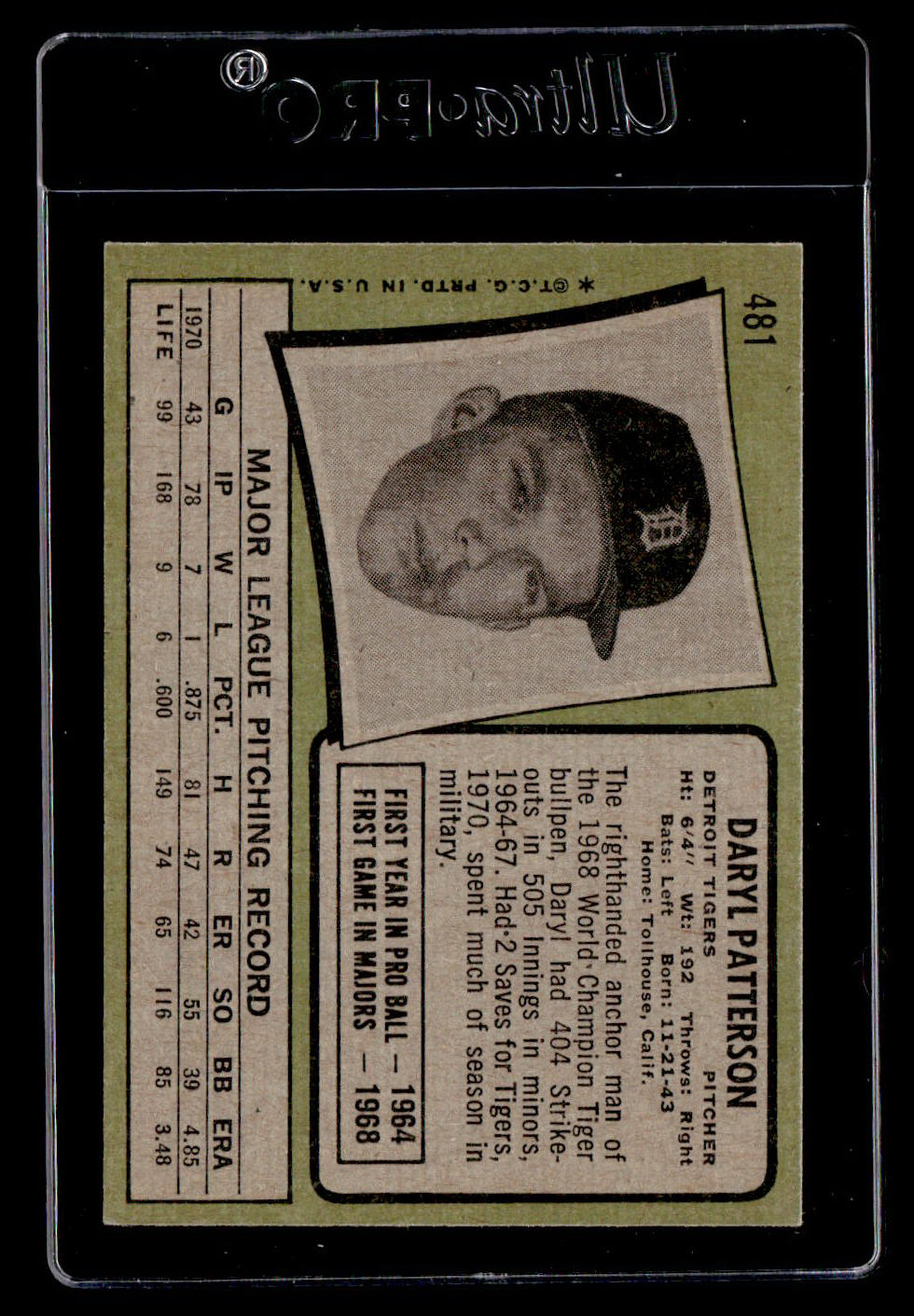 1971 Topps #481 Daryl Patterson EX
