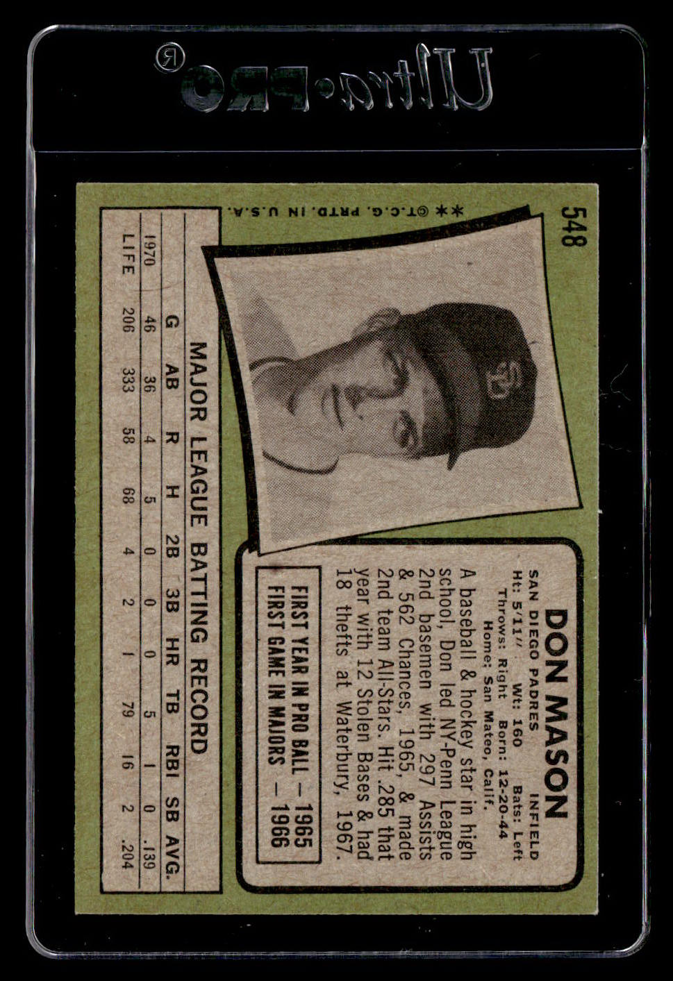 1971 Topps #548 Don Mason EX