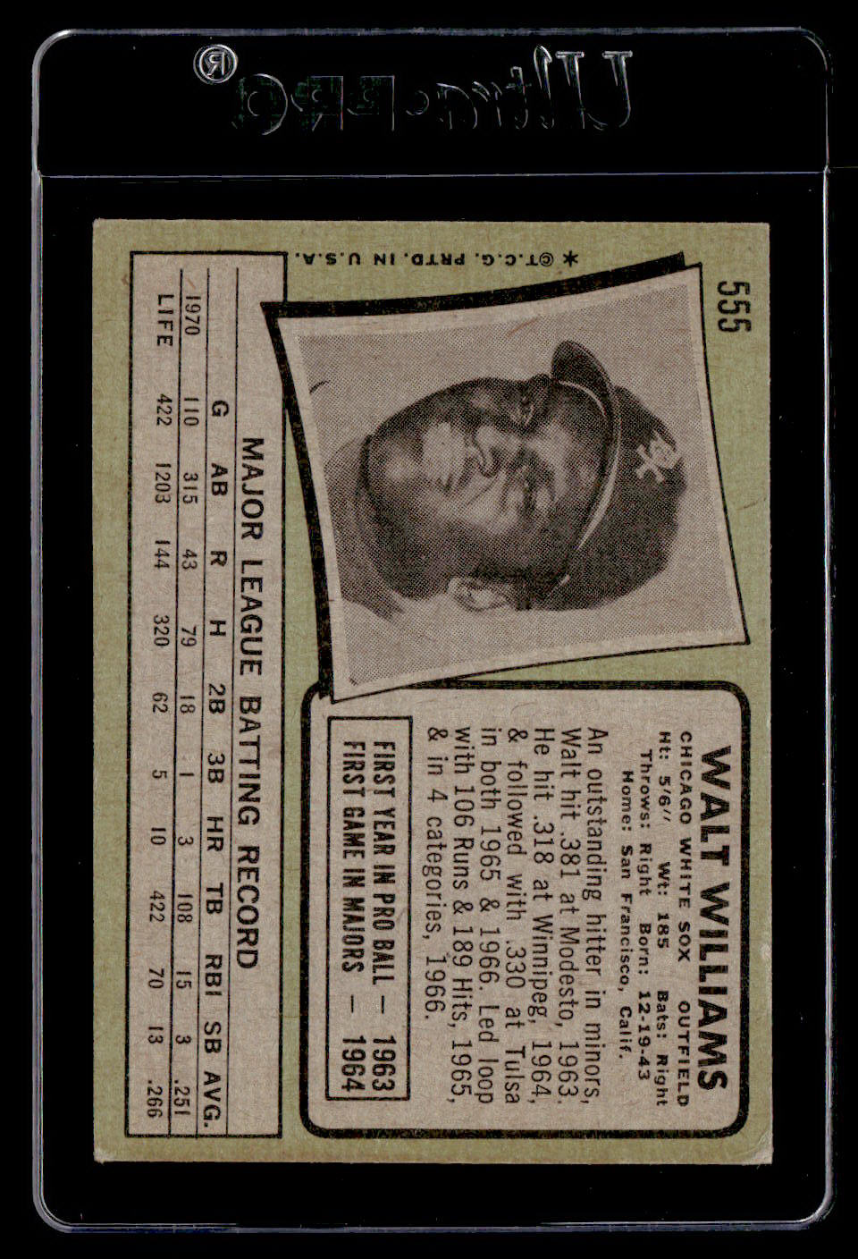 1971 Topps #555 Walt Williams EX