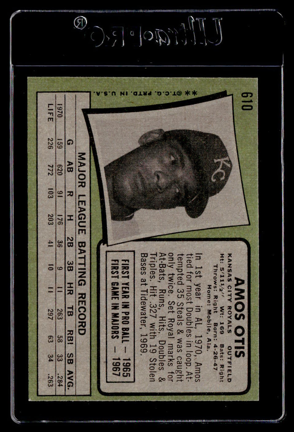 1971 Topps #610 Amos Otis EX