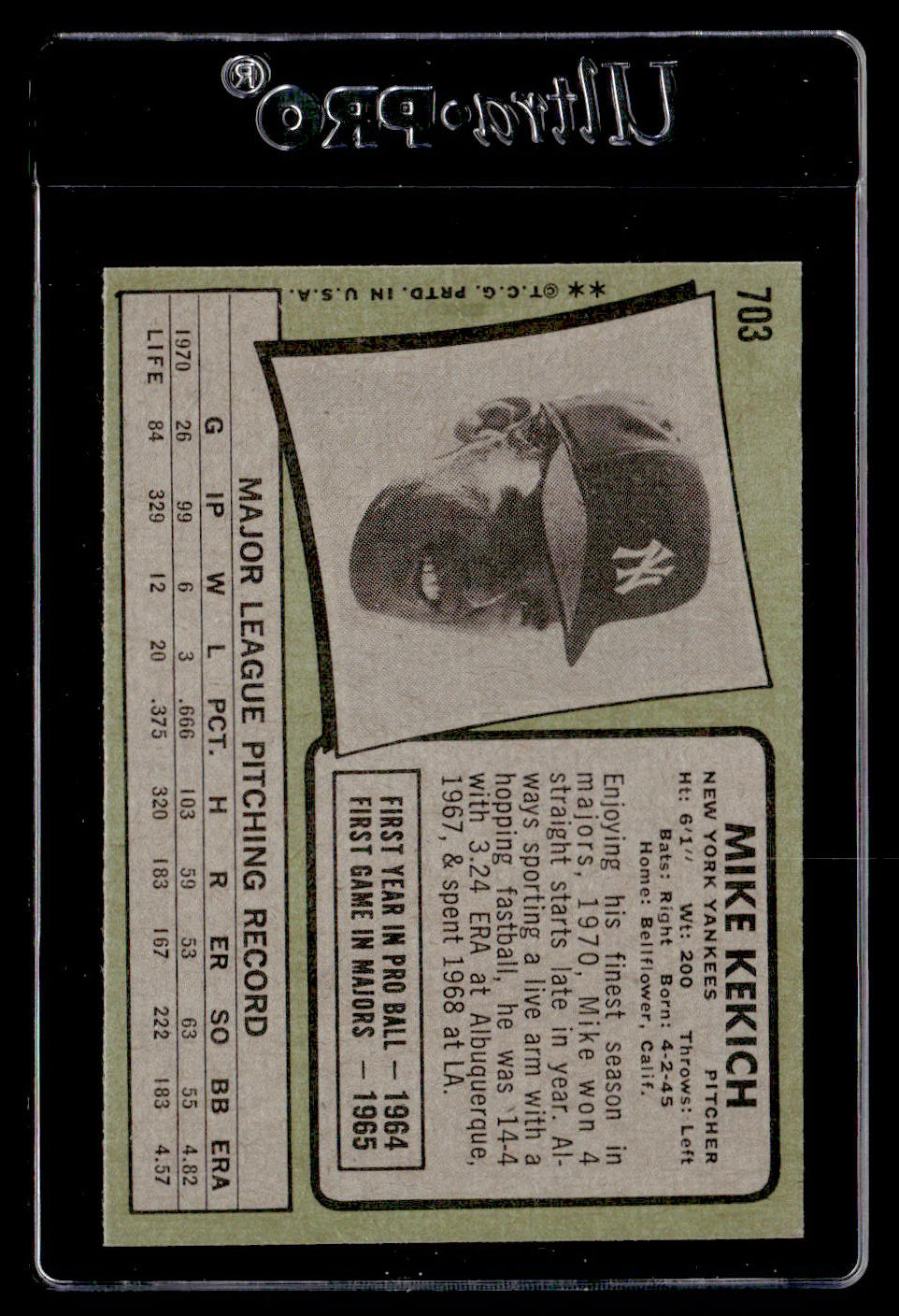 1971 Topps #703 Mike Kekich EX Hi #