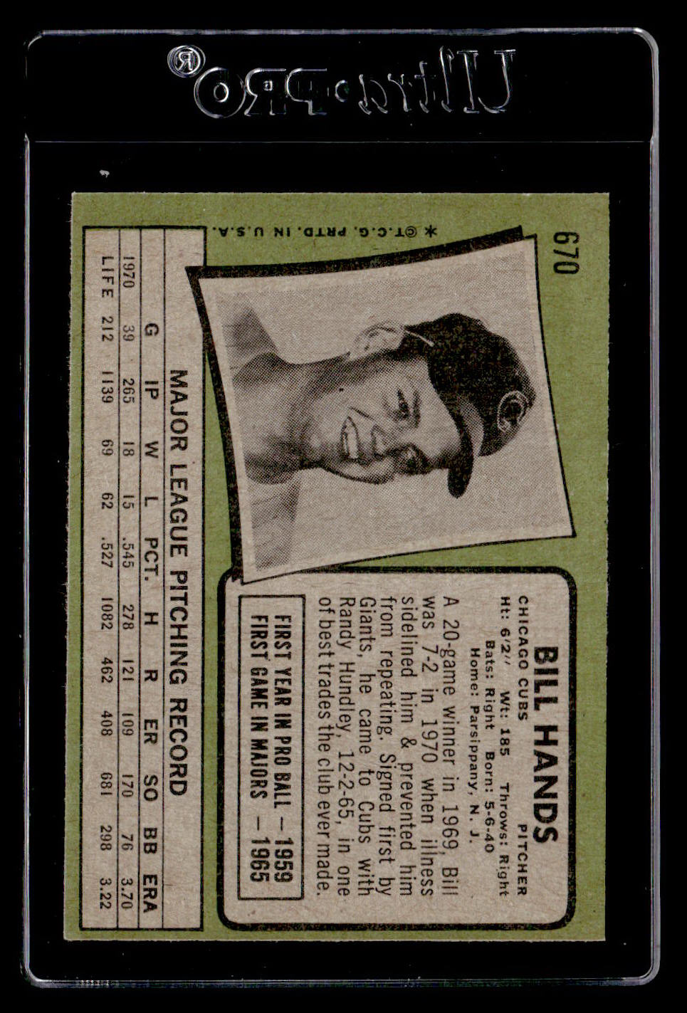 1971 Topps #670 Bill Hands EX Hi #