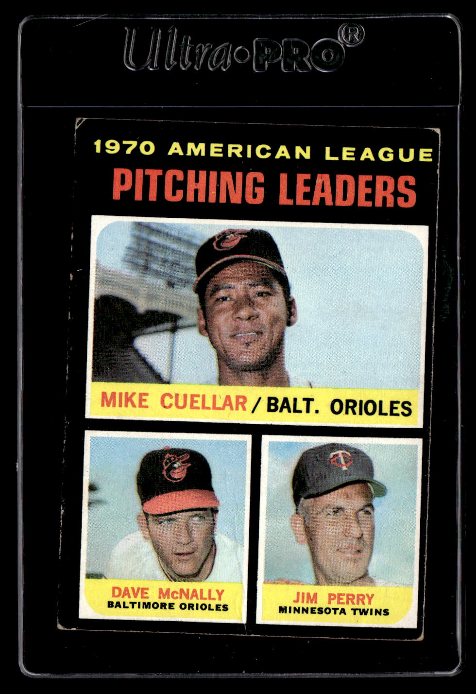 1971 Topps #69 AL Pitching Leaders (Mike Cuellar/Dave McNally/J EXMT
