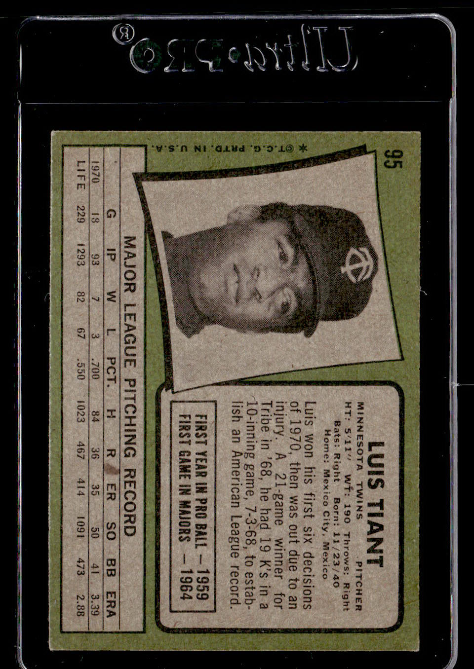 1971 Topps #95 Luis Tiant EXMT