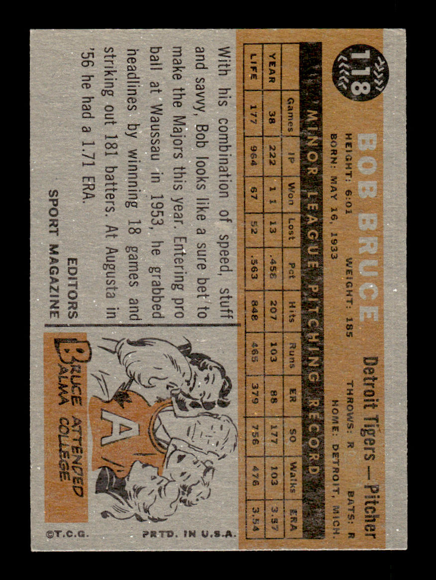 1960 Topps #118 Bob Bruce - Detroit Tigers RC EXMT