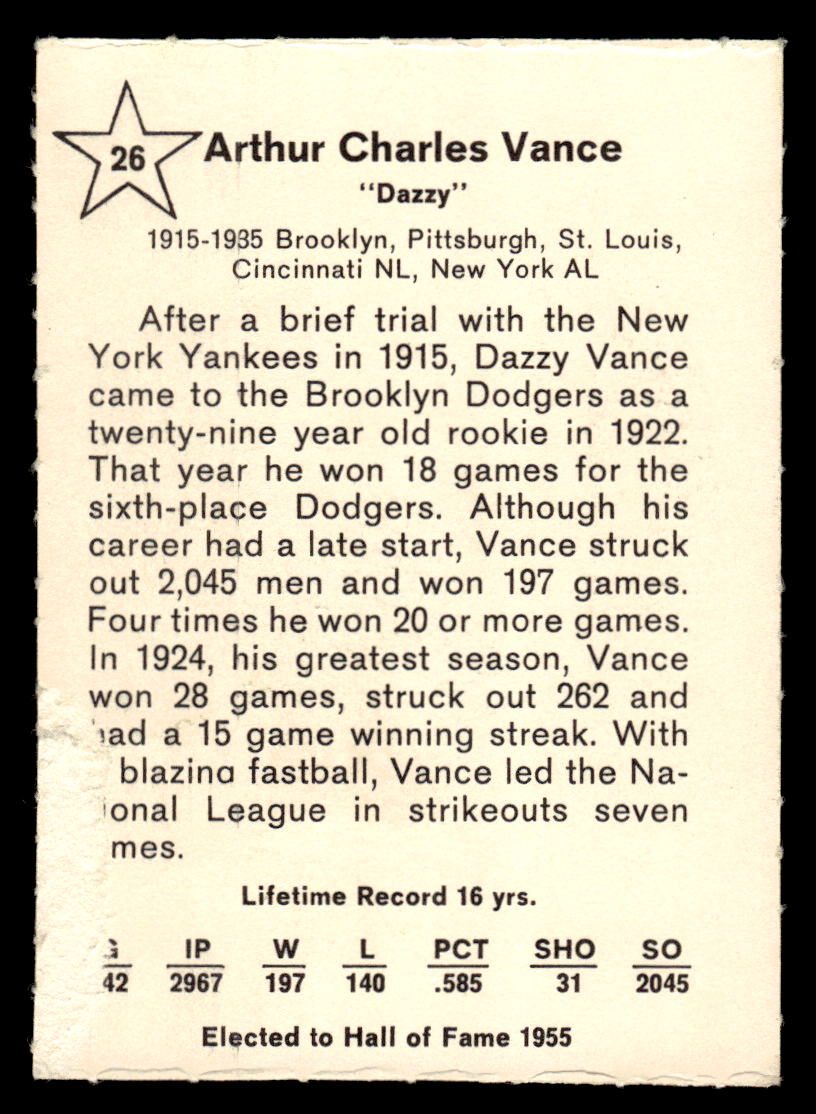 1961 Golden Press #26 Dazzy Vance EXMT