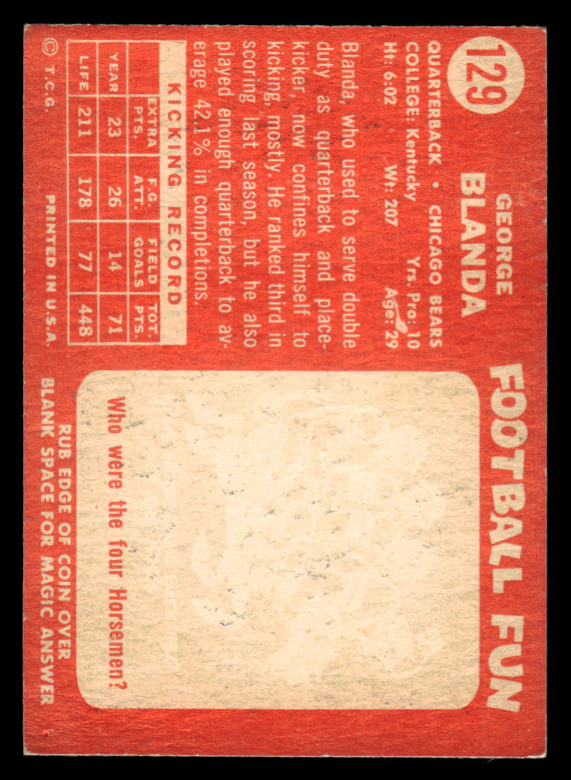 1958 Topps #129 George Blanda EX-EXMINT