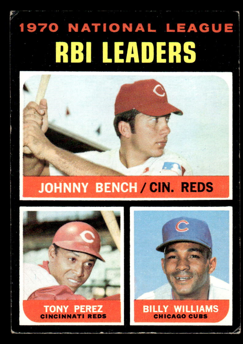 1971 Topps #64 N.L. RBI Leaders Bench Perez Williams EX