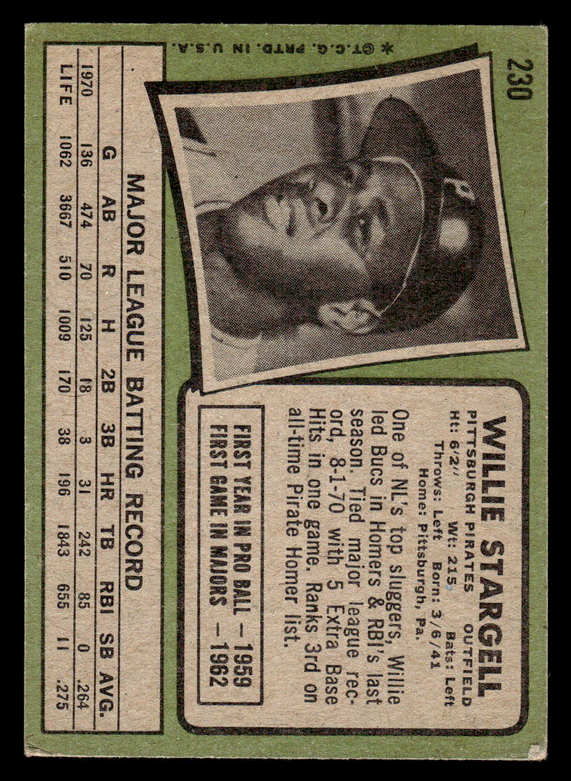 1971 Topps #230 Willie Stargell VGEX
