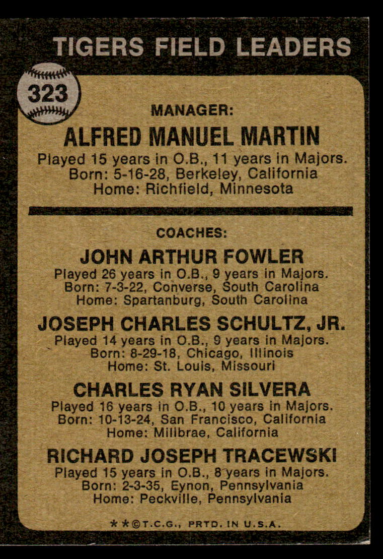 1973 Topps #323 Billy Martin EX