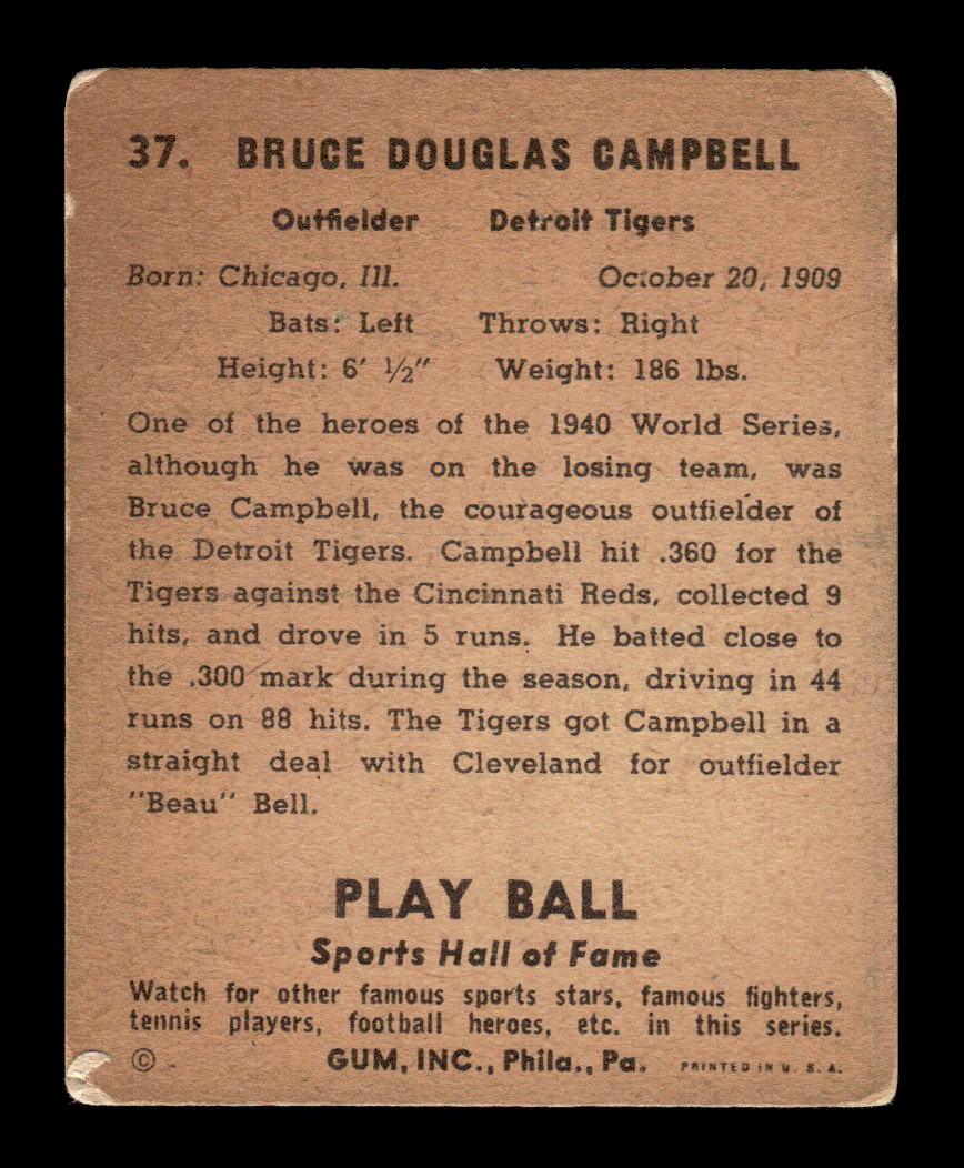 1941 Play Ball #37 Soupy Bruce Douglas Campbell VG-RL