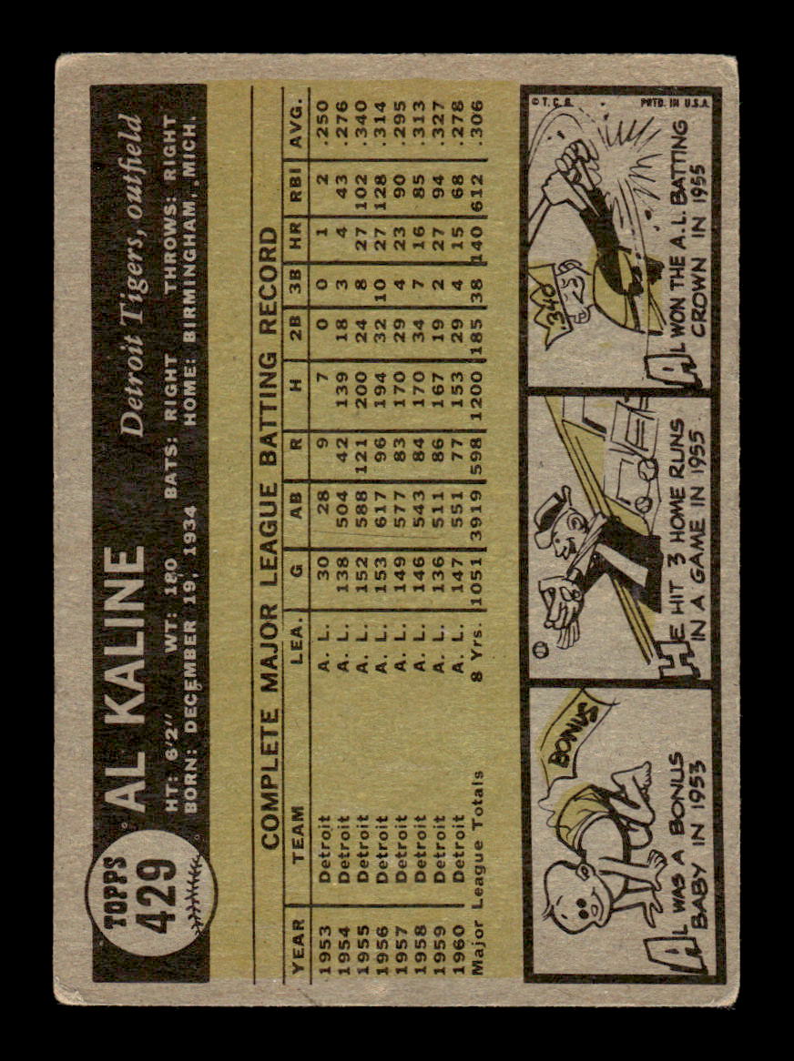 1961 Topps #429 Al Kaline VGEX