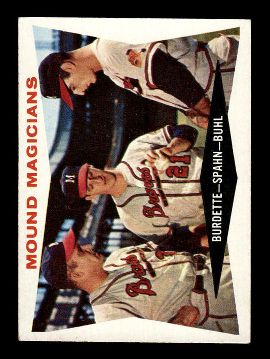 1960 Topps #230 Mound Magicians Lew Burdette / Warren Spahn / Bob Buhl EX