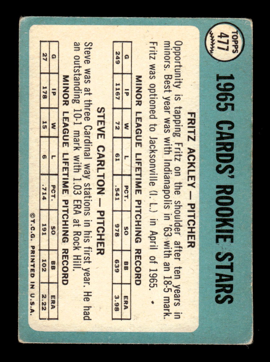 1965 Topps Baseball #477 Steve Carlton Rookie