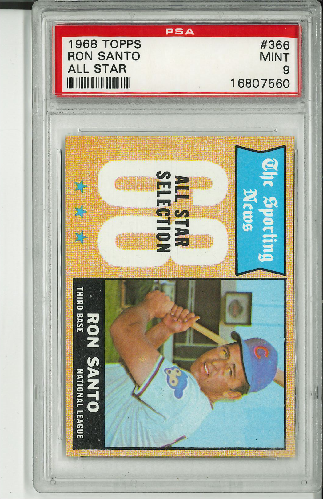 1968 Topps #366 Ron Santo AS PSA 9