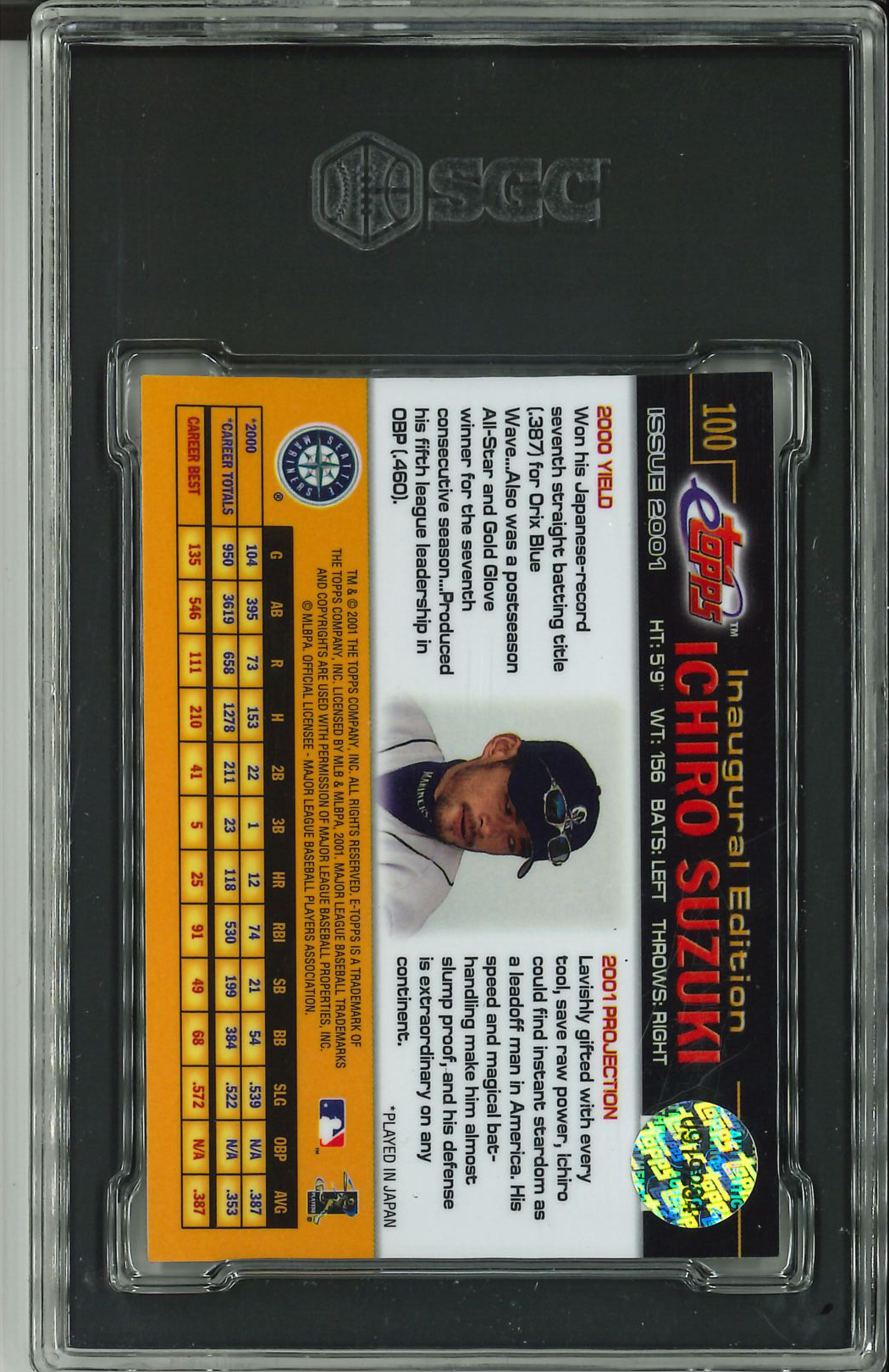 2001 Etopps #100 Ichiro Suzuki SGC 9.5