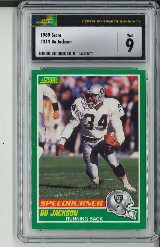 1989 Score #314 Bo Jackson CSG 9