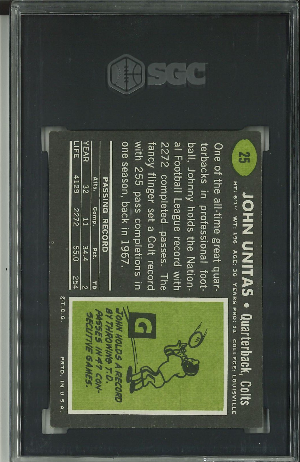 1969 Topps #25 Johnny Unitas SGC 4.5