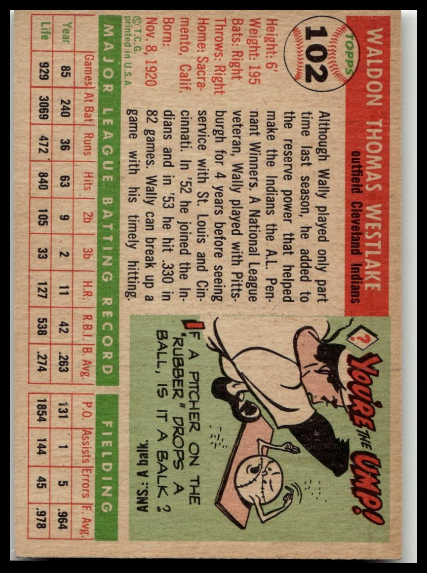 1955 Topps #102 Wally Westlake