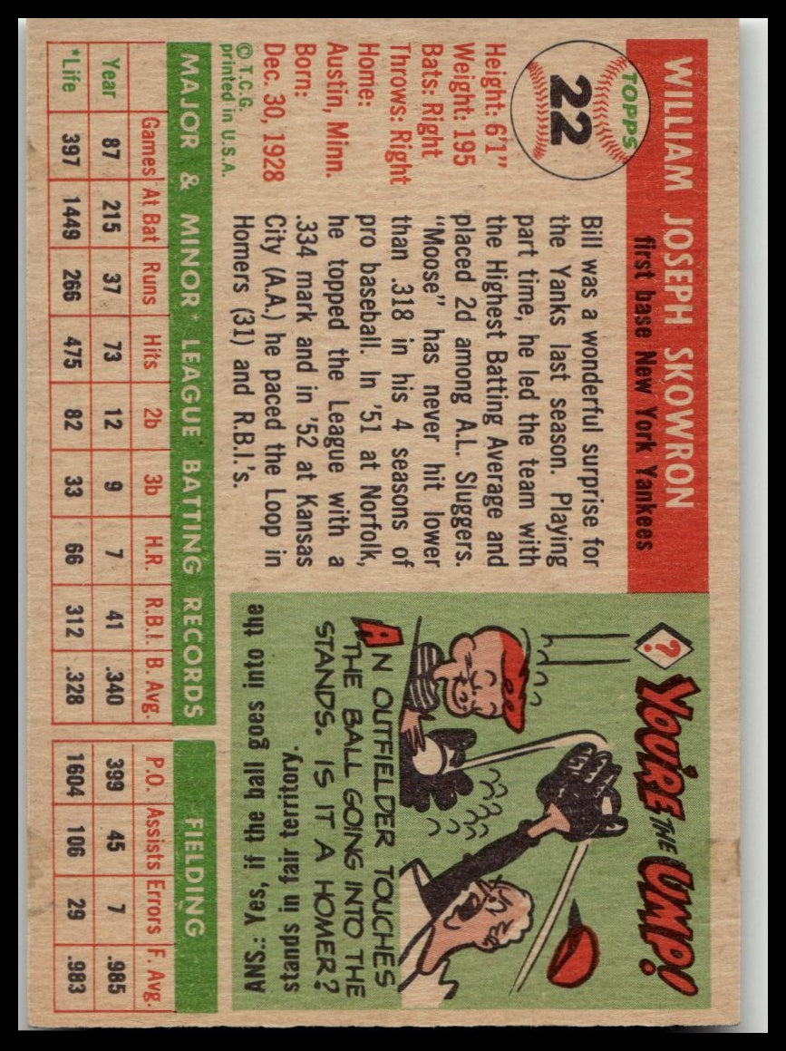 1955 Topps #22 Bill Skowron Excellent