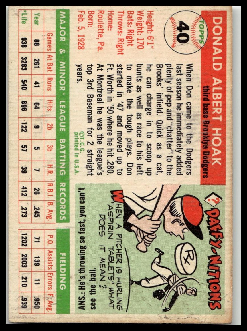 1955 Topps #40 Don Hoak Excellent
