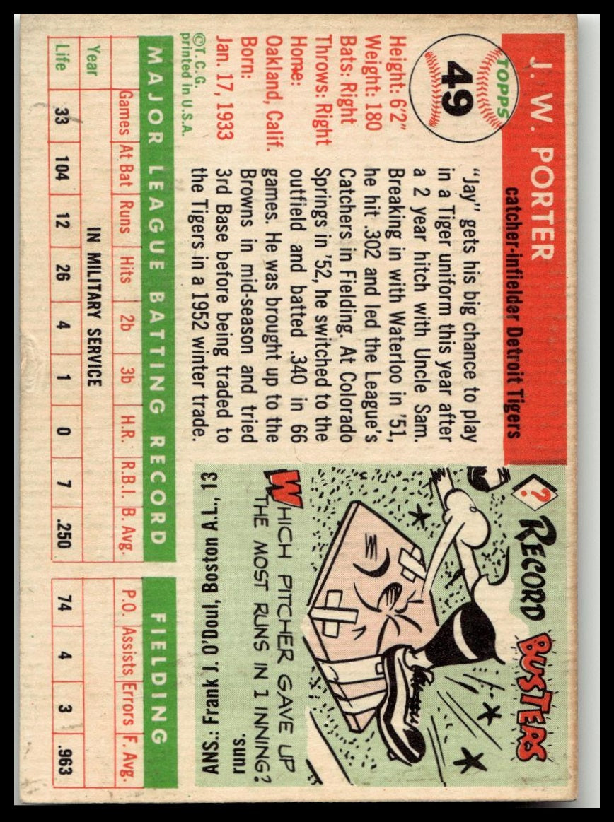 1955 Topps #49 J.W. Porter Excellent