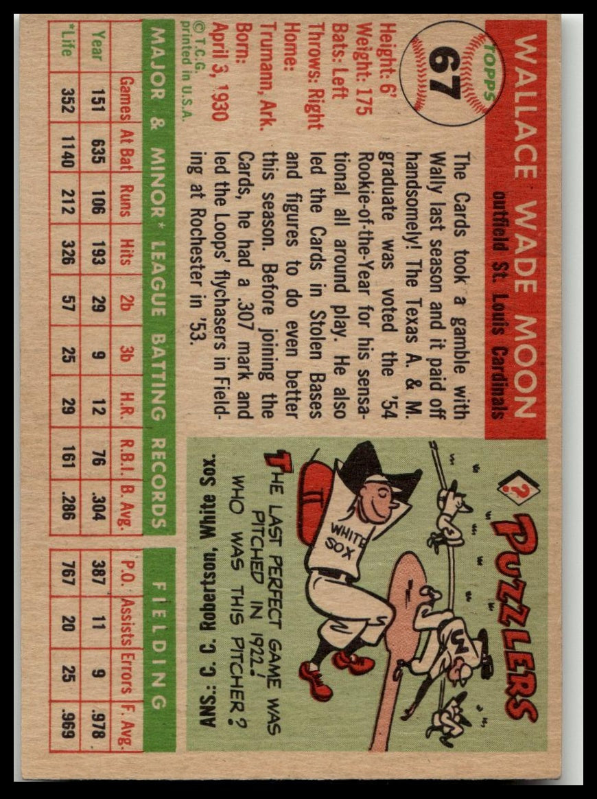 1955 Topps #67 Wally Moon Excellent