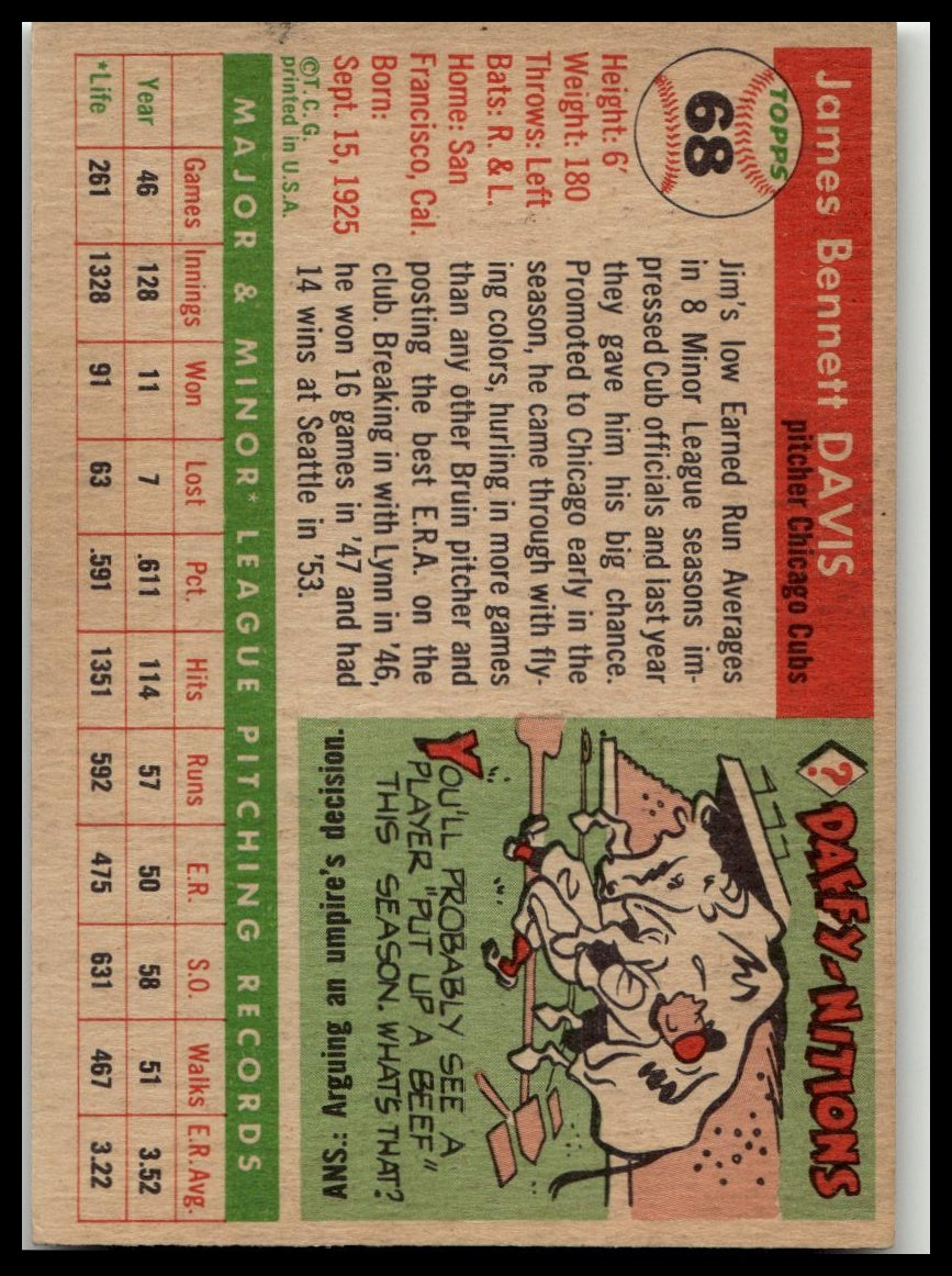 1955 Topps #68 Jim Davis Excellent