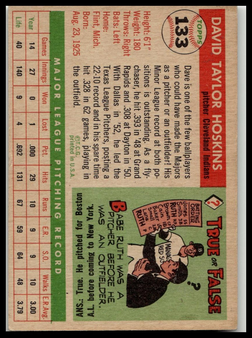 1955 Topps #133 Dave Hoskins Very Good