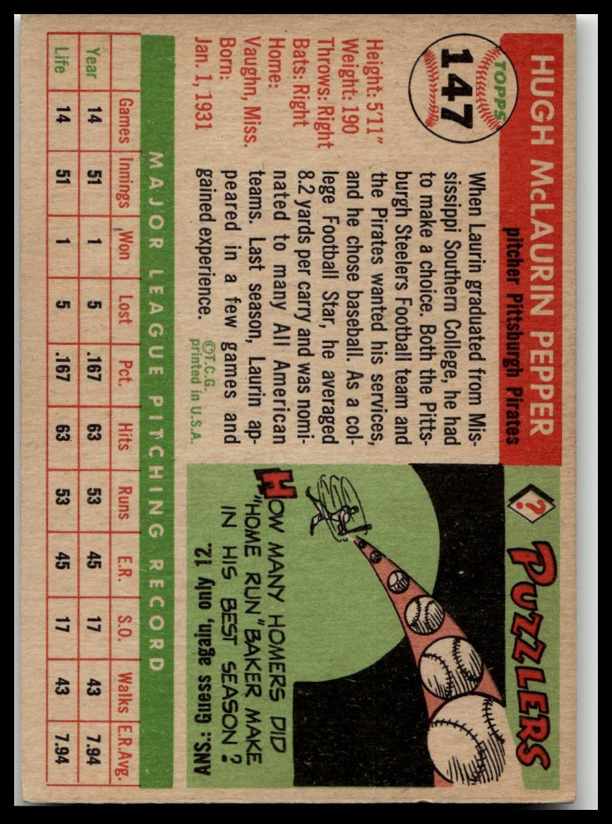 1955 Topps #147 Laurin Pepper Excellent HOF-10001403