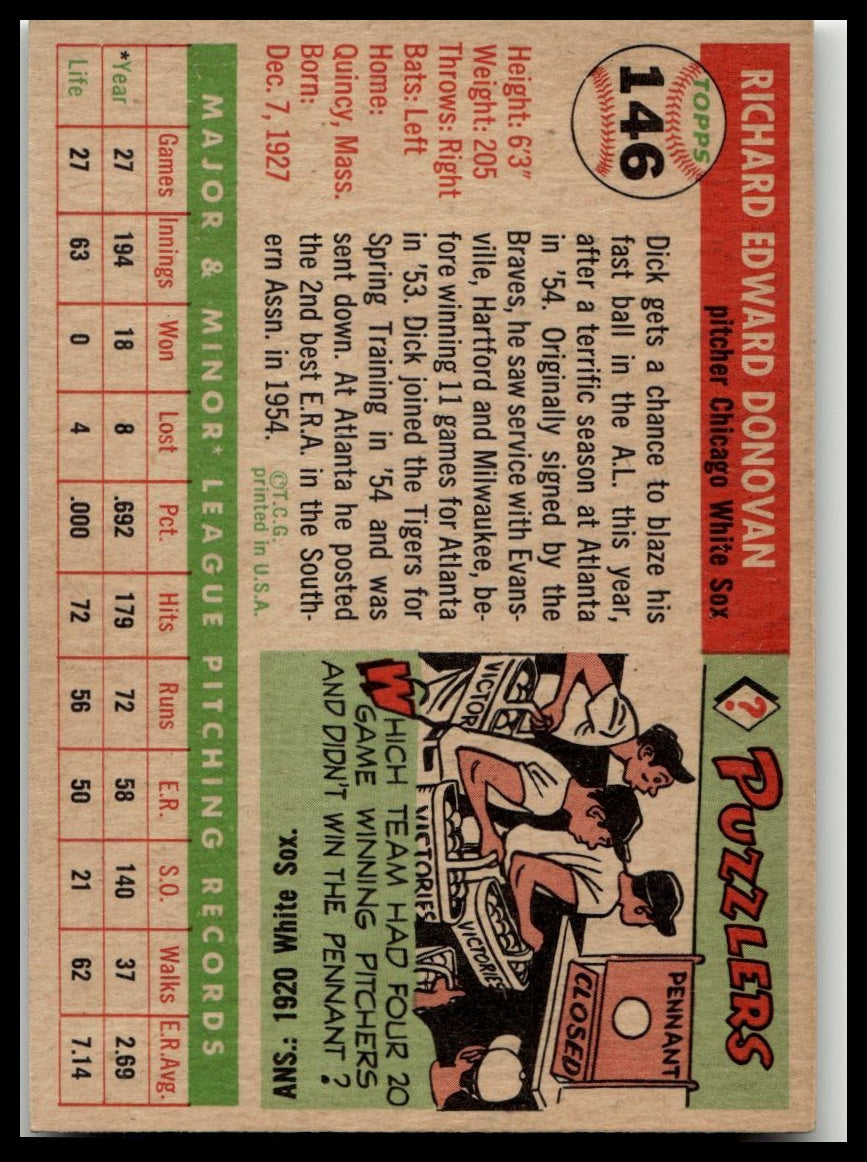 1955 Topps #146 Dick Donovan Excellent HOF-10001406