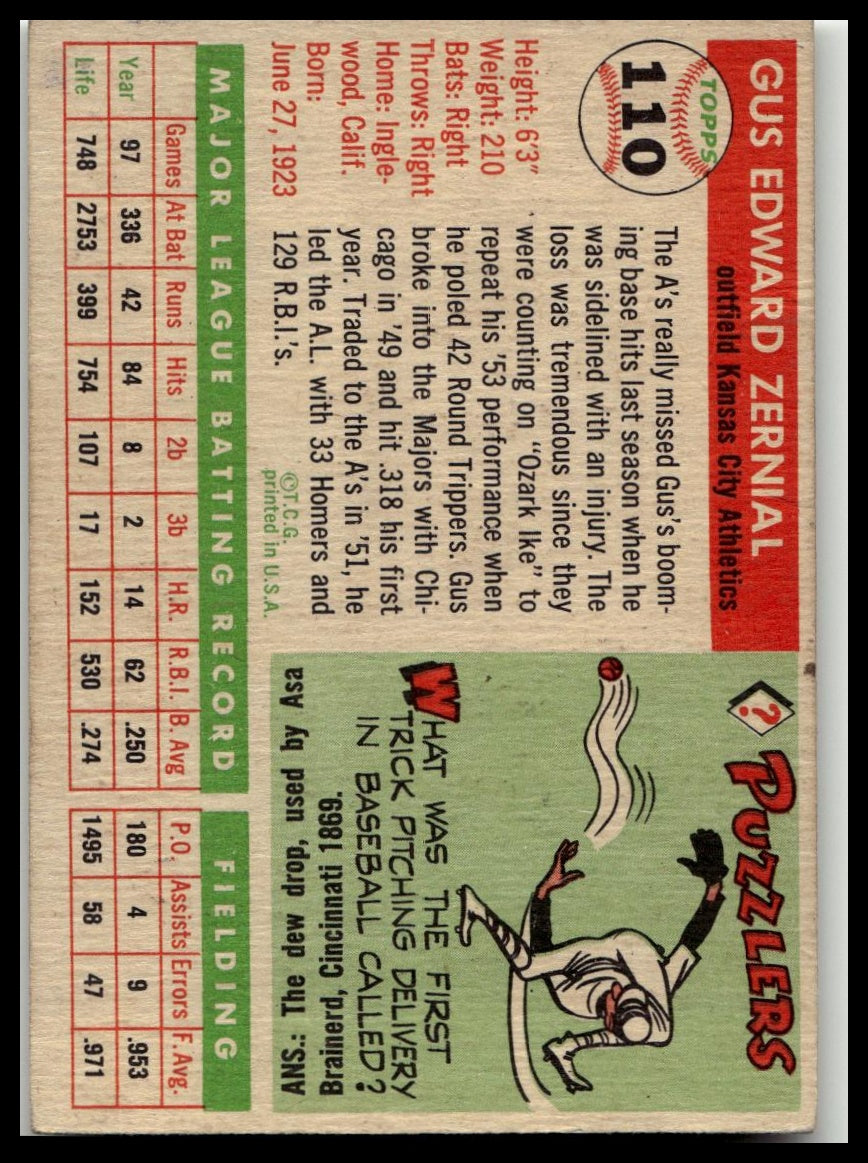 1955 Topps #110 Gus Zernial Excellent HOF-10001427